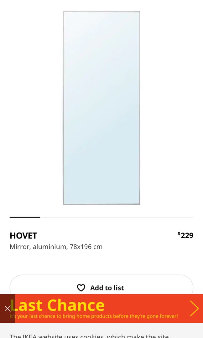 Ikea Hovet Full length mirror, Furniture & Home Living, Home Decor