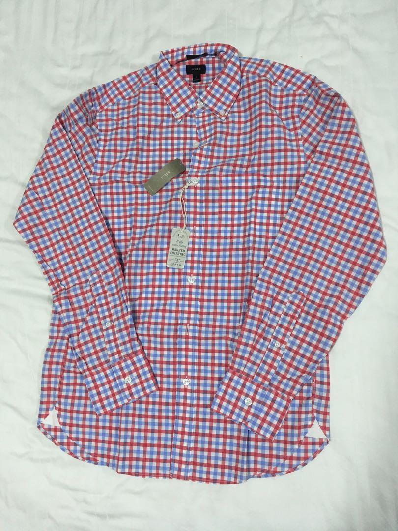 J Crew 100 Cotton Button Down Checked Slim Shirt Size S Men S Fashion Tops Sets Formal Shirts On Carousell