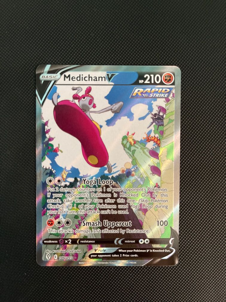 Medicham V Alternate Art Pokemon Card Evolving Skies, Hobbies & Toys