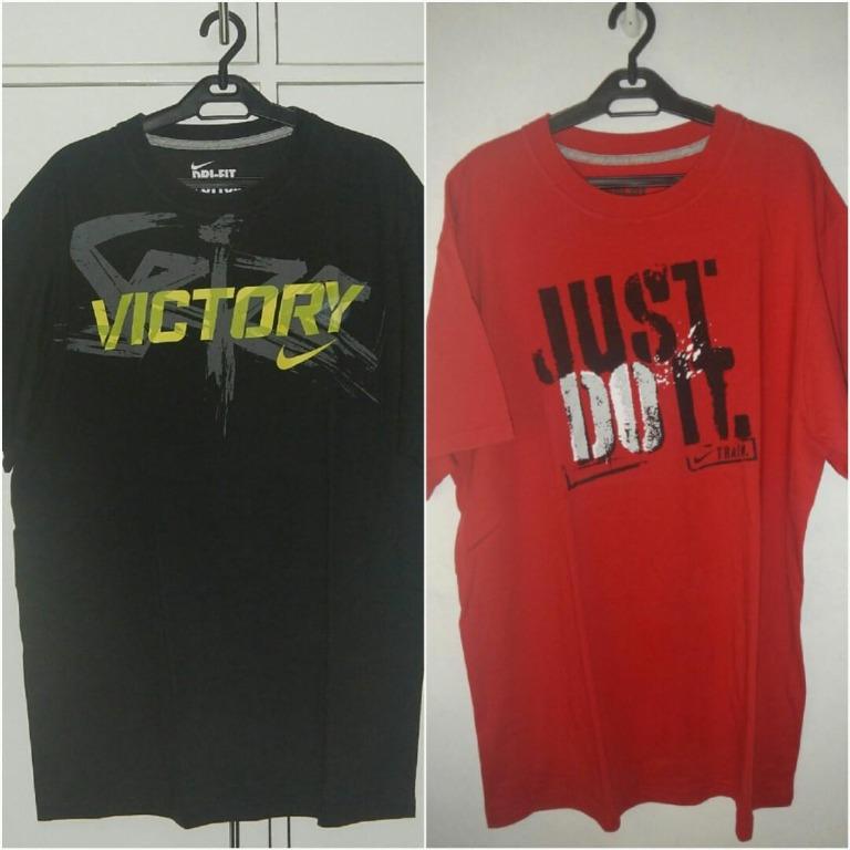 Nike shirts (Category: Tshirts & Polo Shirts ) located in Makati City. Submitted by aip12 (Listing ID 1109999114, Image 1). Description: Take both for PhP1,800.00 Sizes: SEIZE VICTORY: XL JUST DO IT.: XL Please notify one day before the meet-up day. MEET UP AREAS: Glorietta/Greenbelt/Landmark/SM Makati/MRT Ayala station/The Circuit For delivery, the fee shall be paid by the buyer..