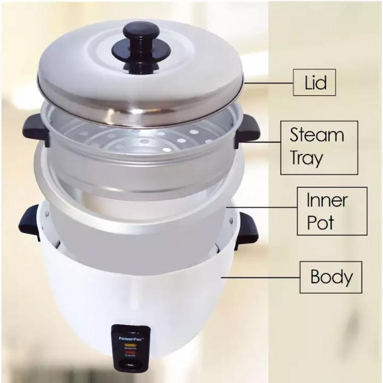 PowerPac PPRC8 Electric Rice Cooker 1.8 Litre with Steamer and ...