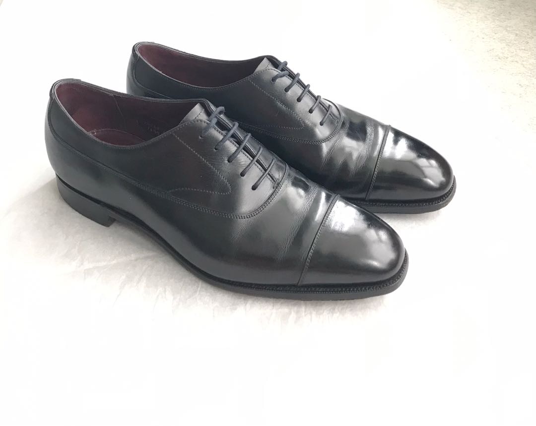 Ralph Lauren Purple Label Black Leather Cap-Toe Shoes, 男裝 ...