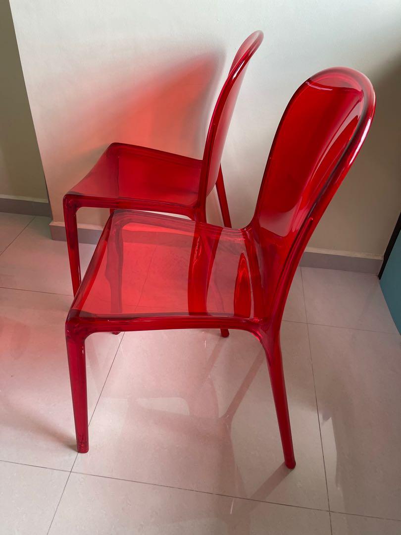 Red acrylic chair store
