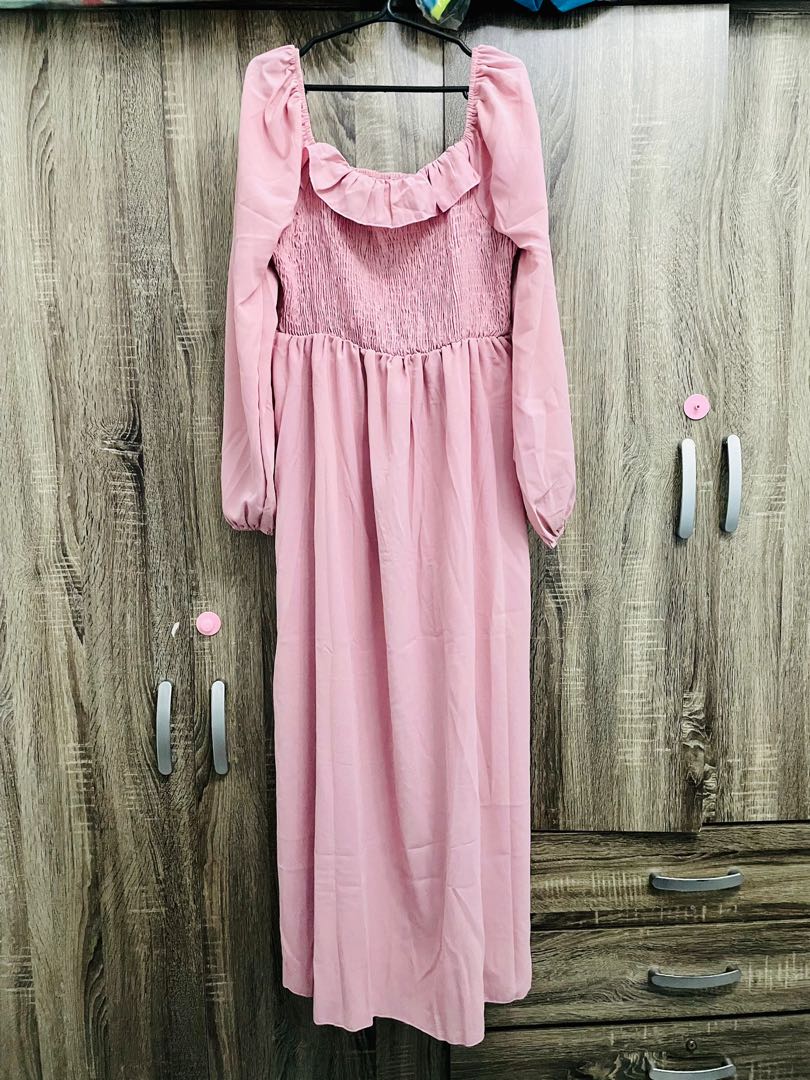 shein pink maxi dress