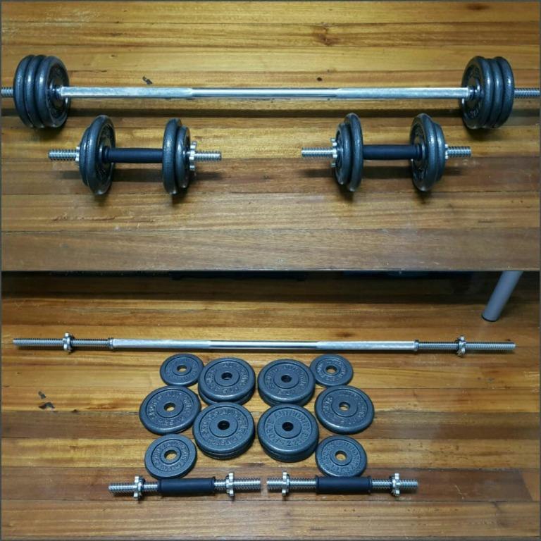 SPORTS AUTHORITY dumbbells barbell 60 lbs
