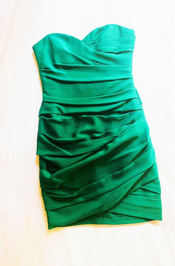 Super Sexy Bcbg Maxazria Emerald Green Strapless Dress Women S Fashion Dresses Sets Evening Dresses Gowns On Carousell