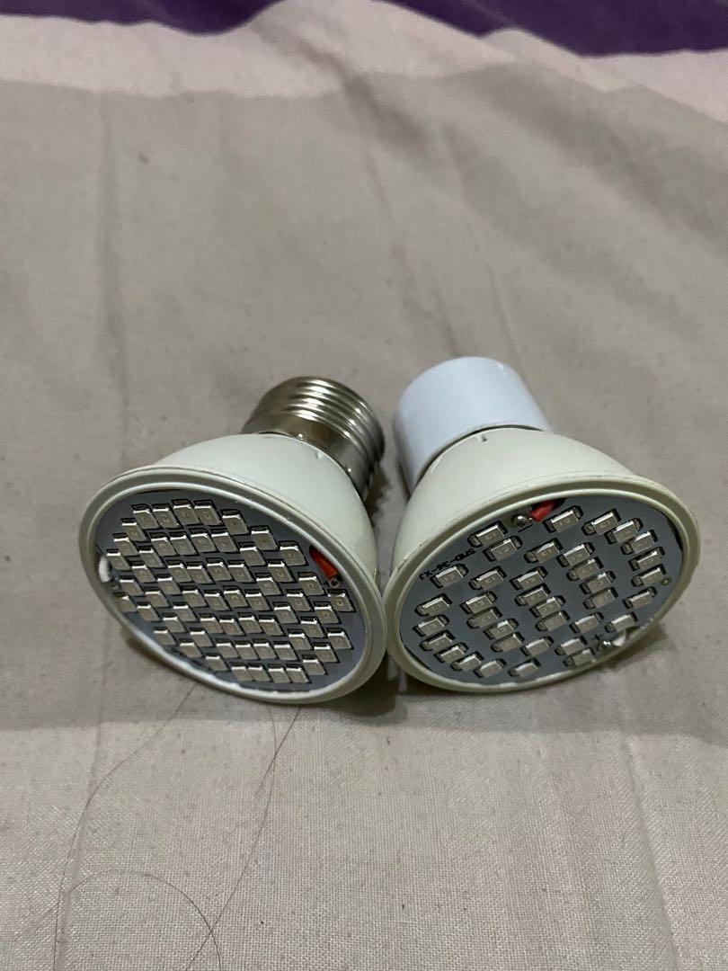 UV GROW LIGHT (Category: Lighting) located in Taguig. Submitted by padaba (Listing ID 1110162468, Image 3). Description: Unused Unused Unused Full Spectrum Red & Blue LED Grow Lamps Base Type: E27 LED Quantity: 60pcs (small) 200 pcs (big) Input Voltage: 220V Wattage: 5W (small) 24W(big) Lifespan: 6000hours Energy Electricity Saving with Higher-level Efficiency. Full spectrum that is necessary & critical for plants growing & flowering (from seedin