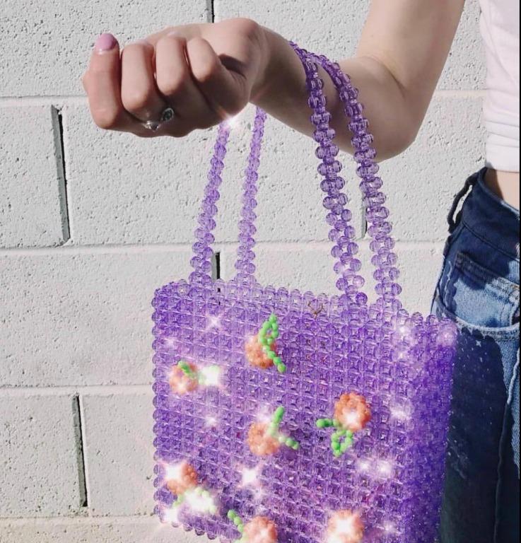 Y2K strawberry purple beaded bag