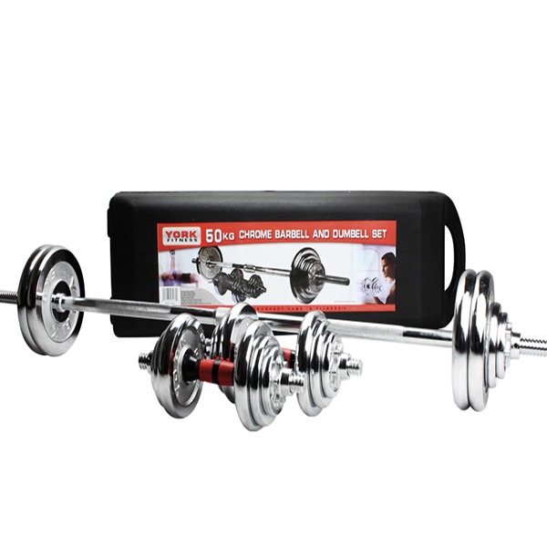 York Fitness 50kg barbell and dumbbell set