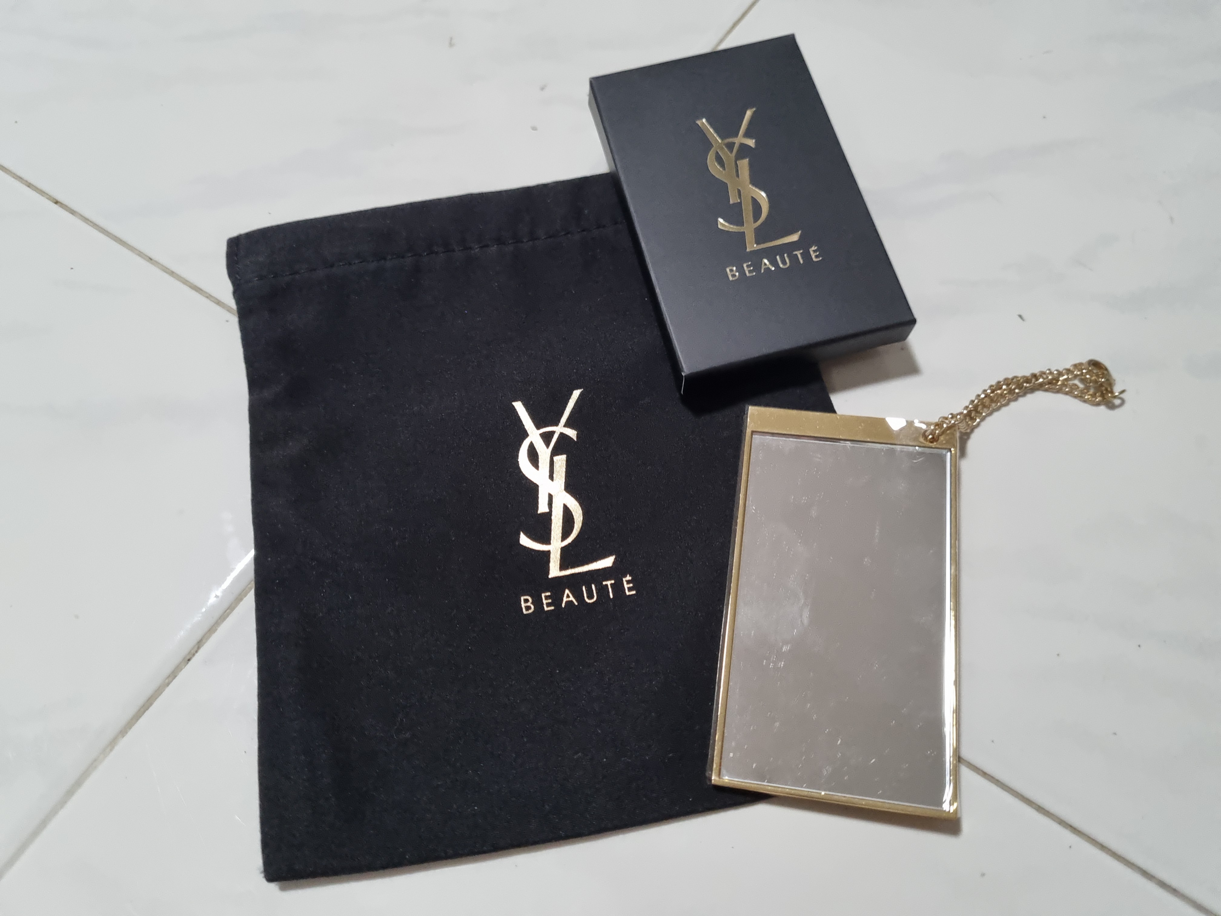 YSL mirror and pouch, Luxury, Accessories on Carousell