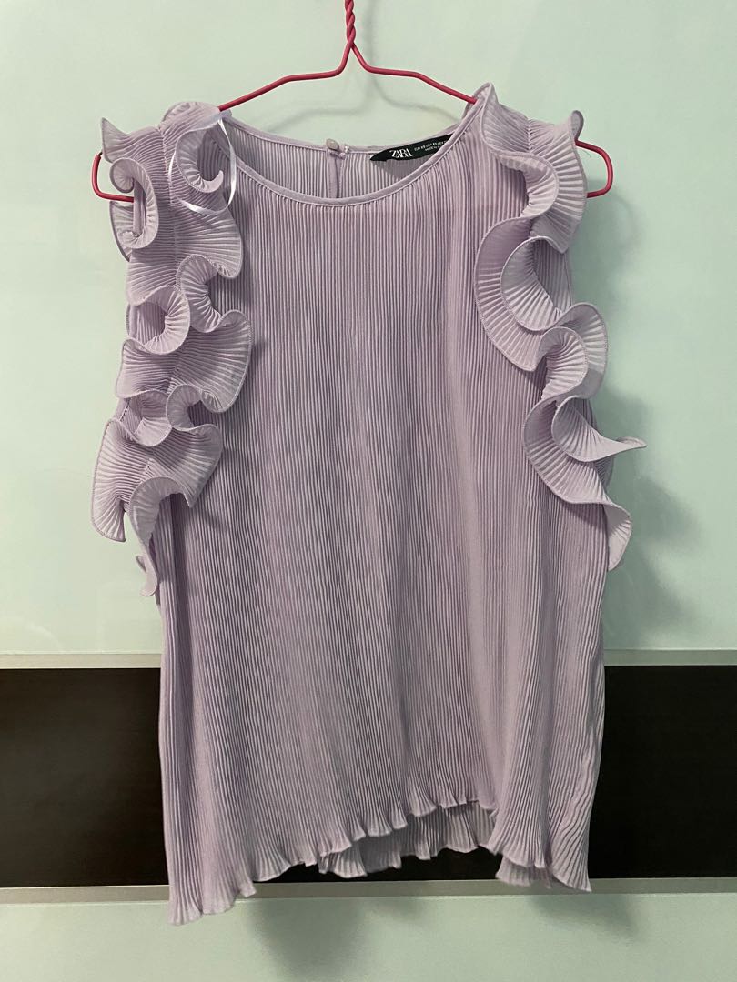 Zara Lilac Ruffles Pleated Top 32
