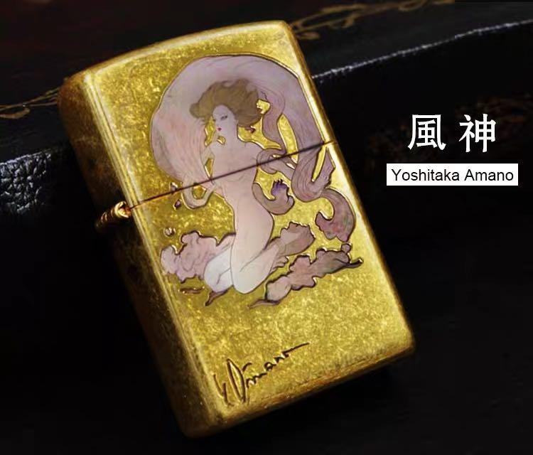 Zippo 天野喜孝風神 雷神召喚獸鍍金花莎打火機 單機 興趣及遊戲 收藏品及紀念品 古董收藏 Carousell
