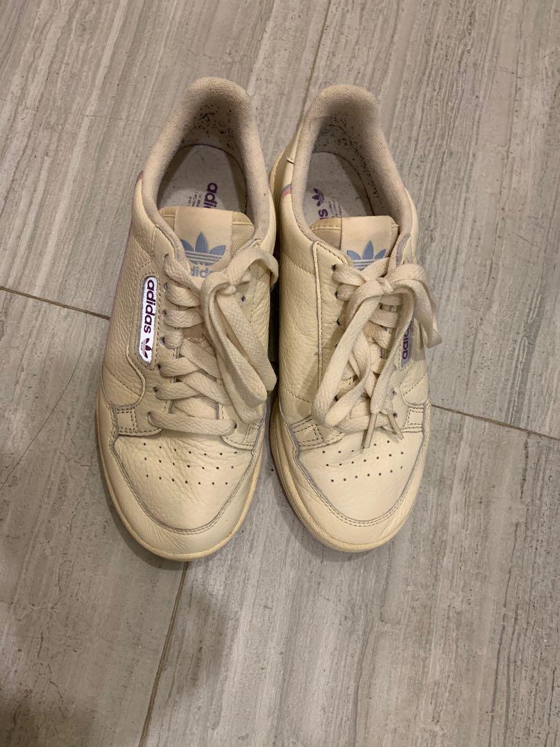 Adidas Continental 80 (Pink and Blue) (Category: Sneakers) located in Muntinlupa City. Submitted by wonushi (Listing ID 1110394131, Image 3). Description: Size 6.5 but fits 7.5 (I am a size 7.5) Only used twice Bought in Korea The only signs of usage is it being dirty on the bottom of the soles Issue: no box (threw in korea for luggage space purposes).