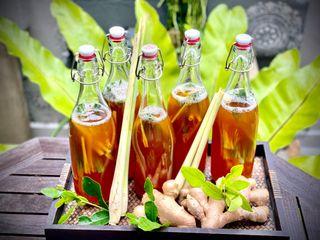 Organic Kombucha - $15 for 1L Flavored with HOME GROWN Organic ingredients
