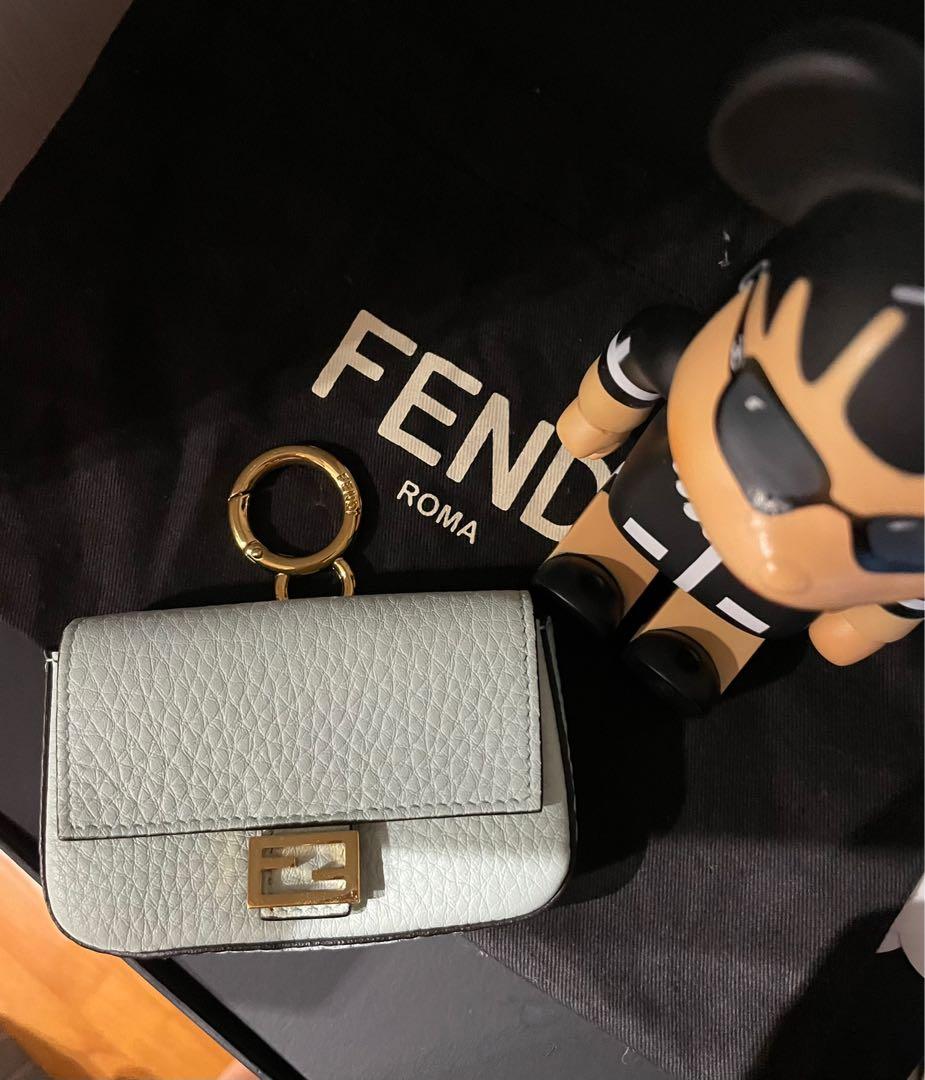 Nano Baguette Charm - Pink canvas charm with FF embroidery | Fendi