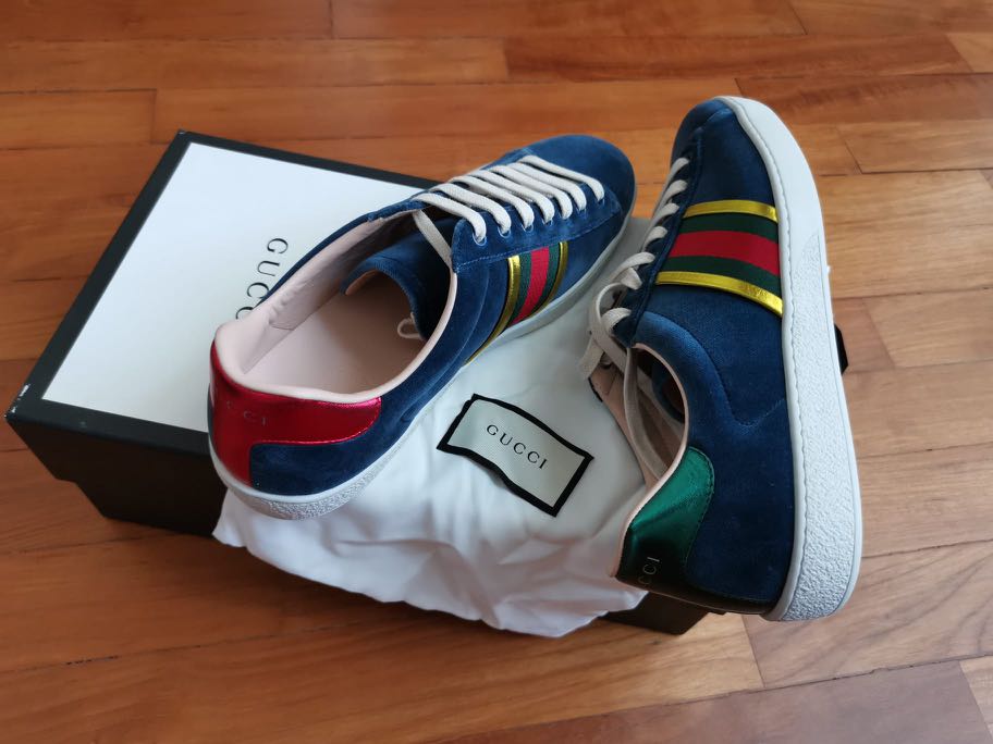Mens blue shop gucci sneakers