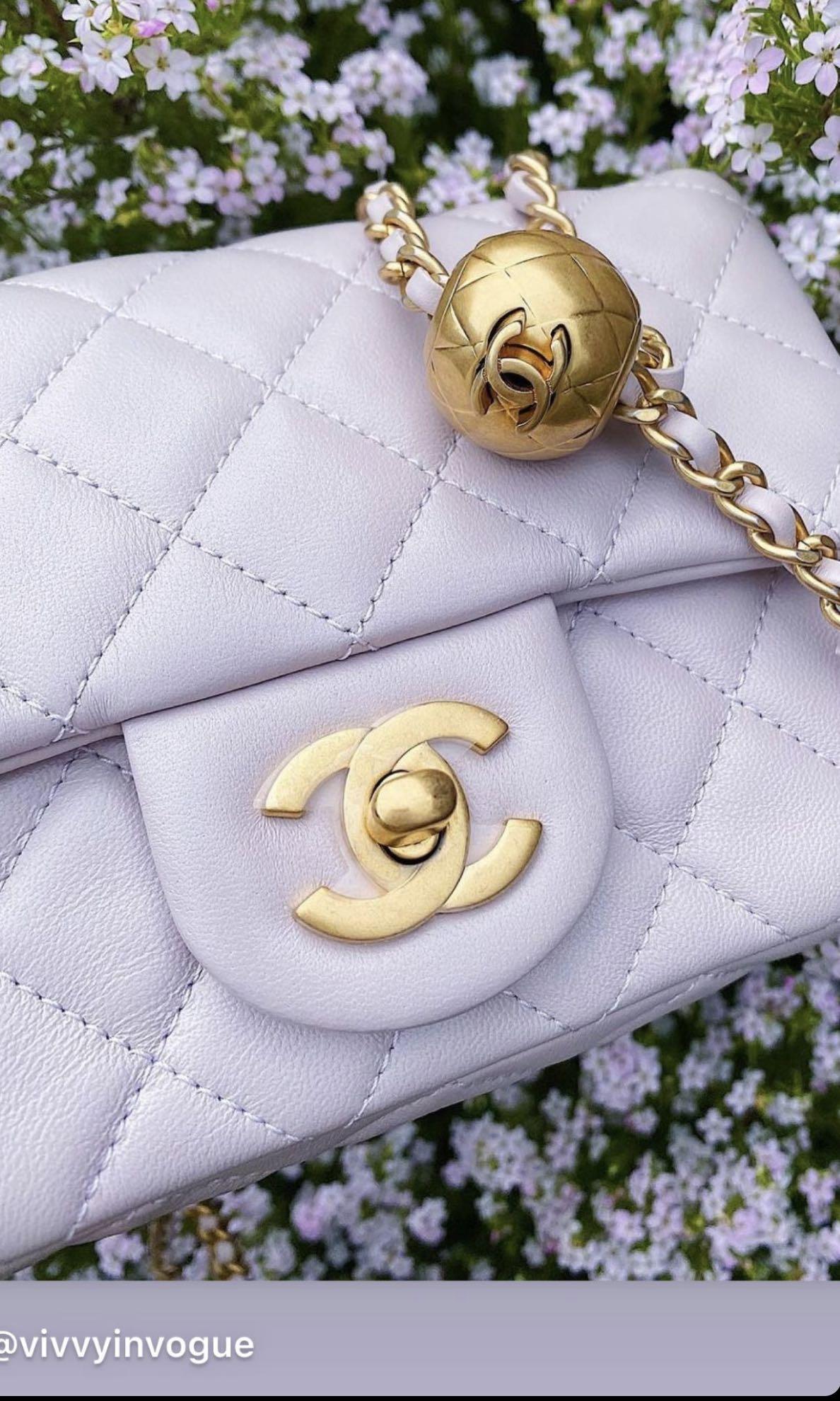 Chanel Pearl Crush Mini Square, Light Purple Leather with Brushed