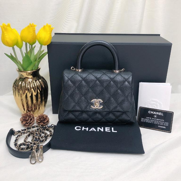 CHANEL Extra Mini Coco Handle Flap Bag in Caviar Light Gold