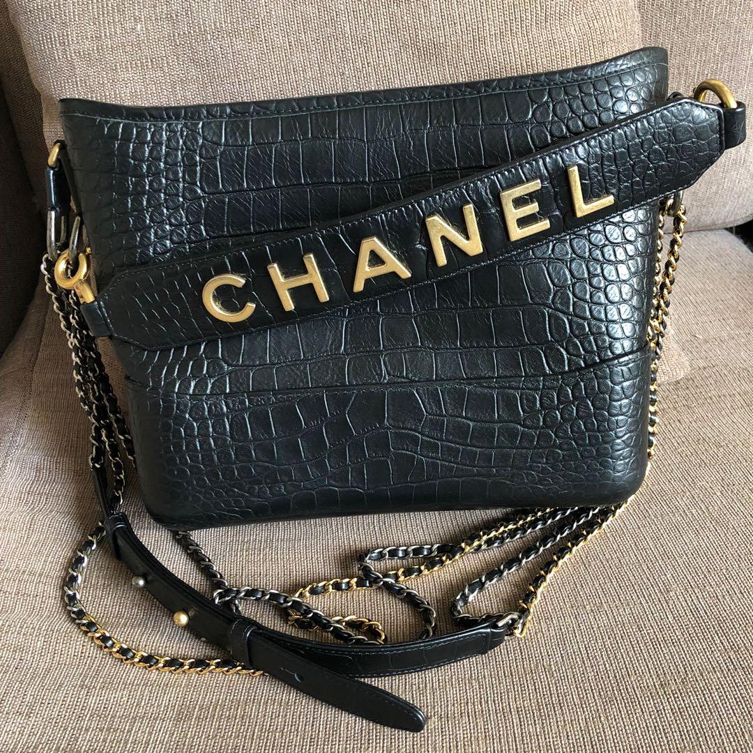 Chanel Gabrielle Hobo Bag Crocodile Embossed 鱷魚壓紋medium 名牌 手袋及銀包 Carousell