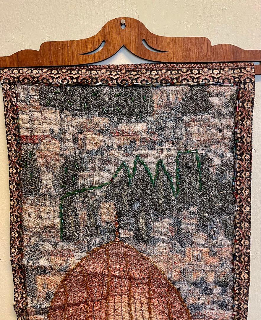 Decorative Wooden Tray with Al-Aqsa Mosque Embroidery