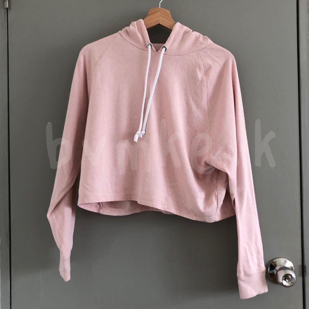 Baby pink crop store hoodie