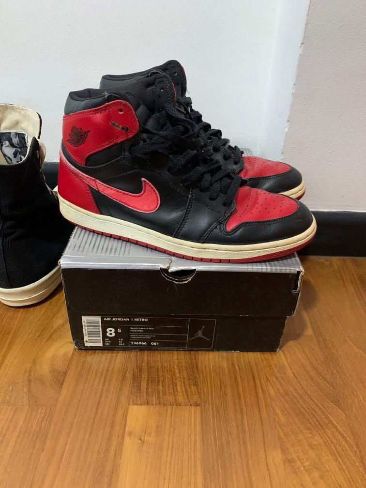 Jordan 1 bred 2001, Men's Fashion, Footwear, Sneakers on Carousell