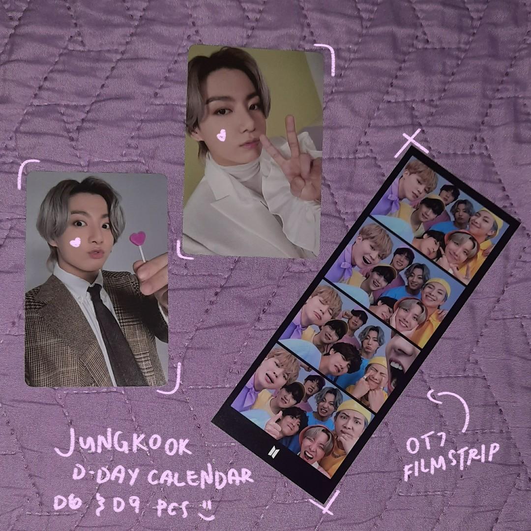 Jungkook DDay Calendar D6 D9 Photocards and OT7 Film Strip, Hobbies