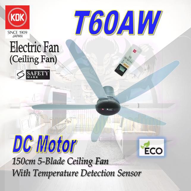 KDK T60AW CEILING FAN WITH REMOTE CONTROL AND TEMPERATURE SENSOR