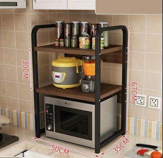 Kitchen microwave oven rack stainless steel double layer spice rack storage rack