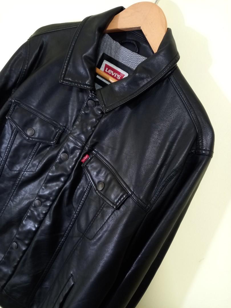 Levis black leather trucker jacket, Men's Fashion, Coats, Jackets and  Outerwear on Carousell