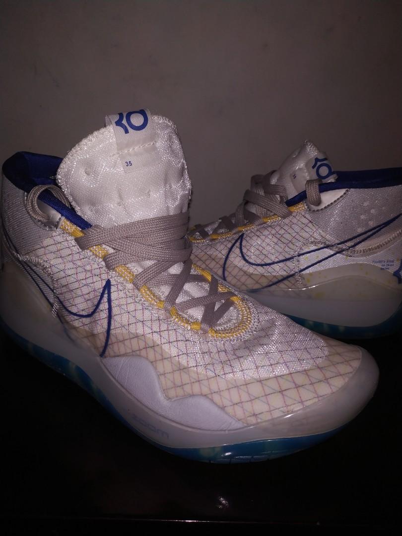 Nike zoom kd 12 outlet white/game royal/amarillo men's basketball shoe