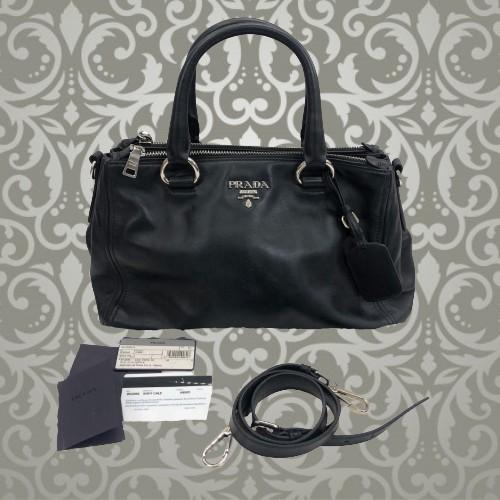 🌸Prada BN2866 Soft Calf Handbag (Black), Women's Fashion