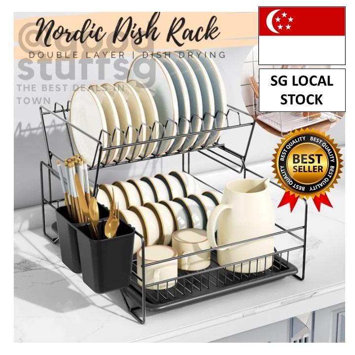 102cm Extra Large Kitchen Dish Drying Drainer Rack Plate Cutlery Storage