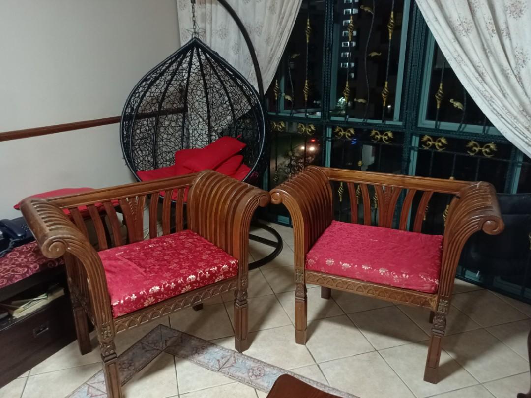 Teak wood hand carved Balinese chairs Furniture Home Living Furniture Sofas on Carousell