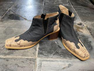 Vintage Denim/Snake Leather boots