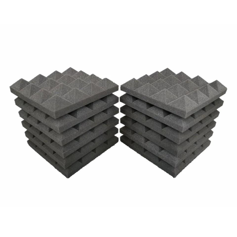 12Pcs 25x25x5cm Studio Acoustic Foam Soundproof Pyramid Sound ...
