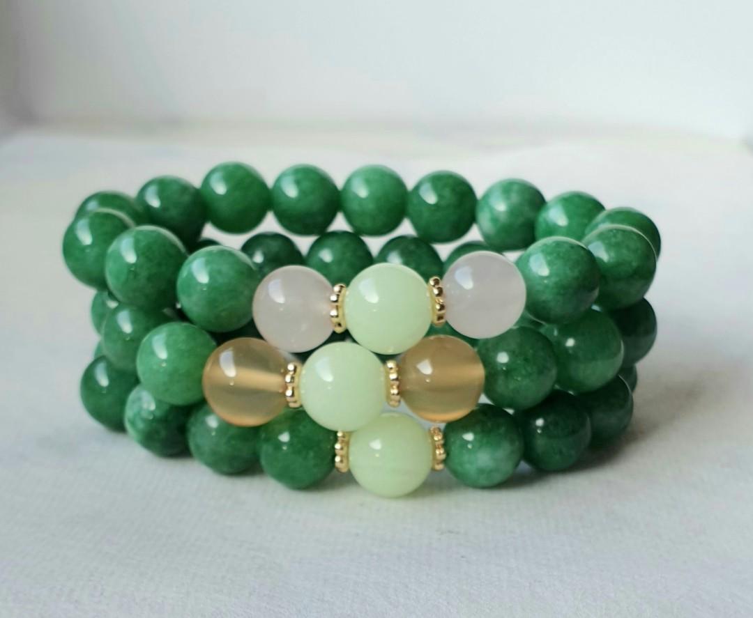 Emerald jade stone & agate shop bracelet