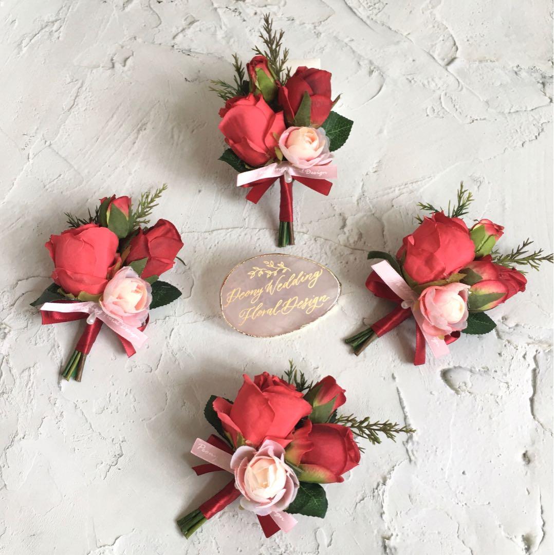 現貨 Peonywedding 絲花襟花 長輩襟花 兄弟襟花 親友襟花 興趣及遊戲 手作 自家設計 工藝用品及工具 Carousell