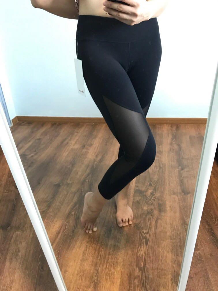 Black mesh yoga pants sales