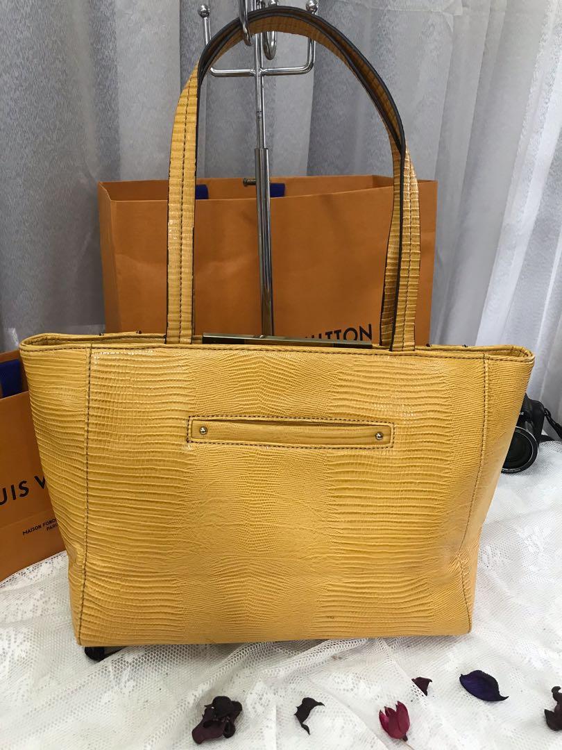 Anne Klein Mustard Gold Pocket Tote Handbag Women s Fashion