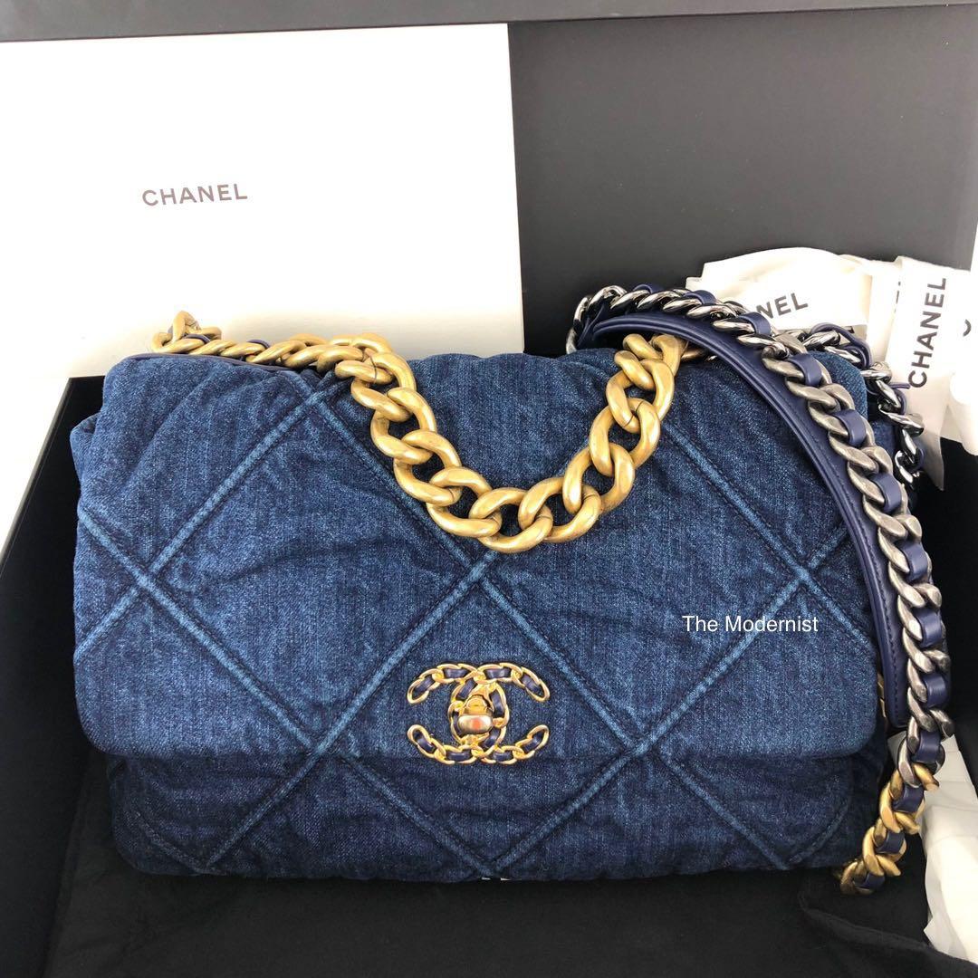 Túi Chanel 19 Denim Large Handbag Rep 1 1  97Luxury