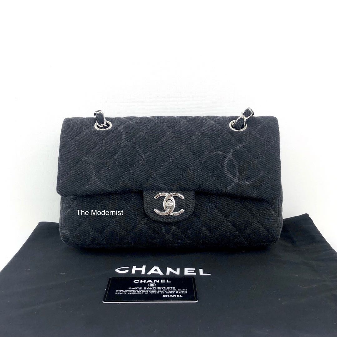 Authentic Chanel Black Denim 20B Flap Bag