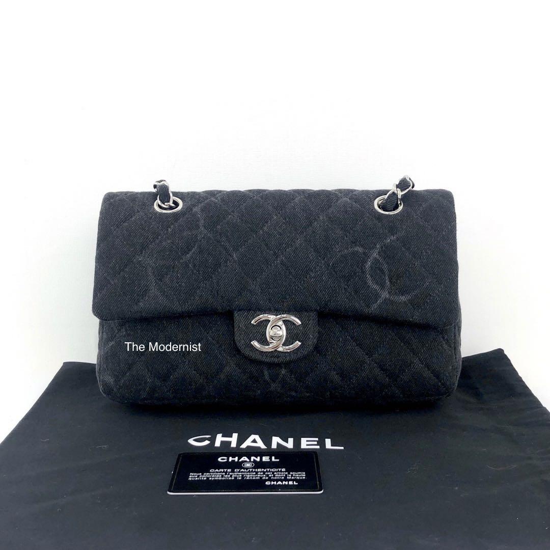 Authentic Chanel Black Denim 20B Flap Bag
