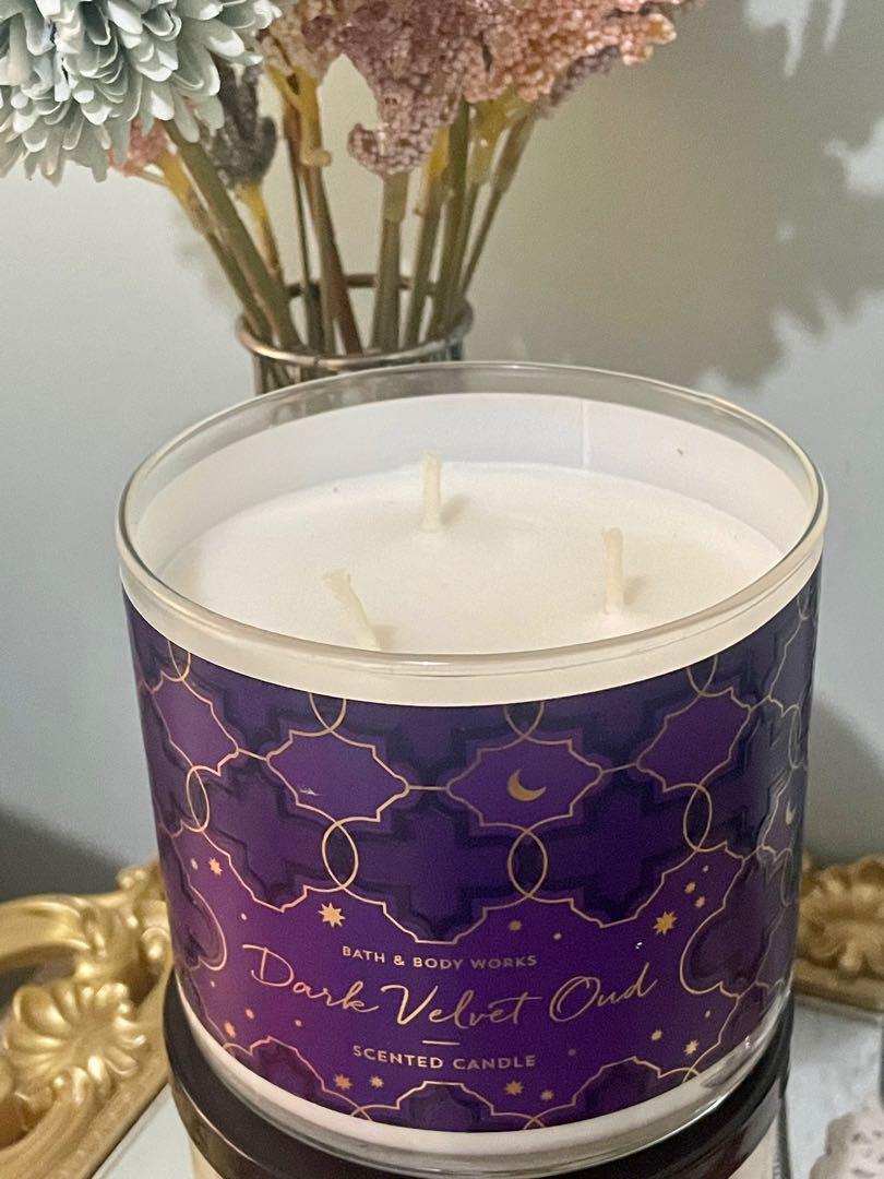 BATH AND BODY WORKS DARK VELVET OUD 3 WICK CANDLE, Furniture & Home ...