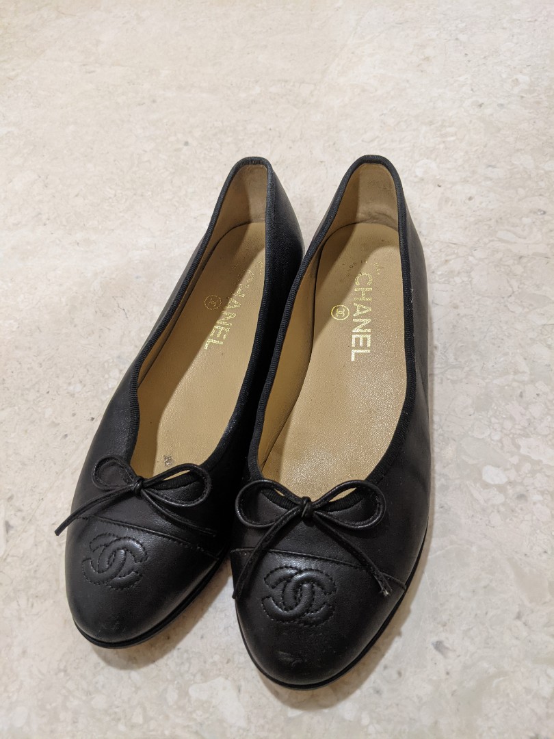 Cambon leather ballet flats Chanel Black size 41 EU in Leather