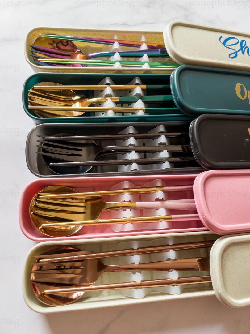 CUSTOMISABLE Cutlery Set Case Stainless Steel, Furniture & Home Living