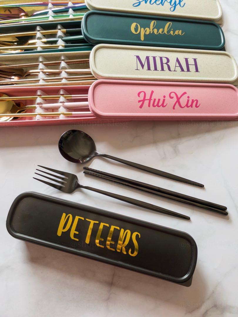 CUSTOMISABLE Cutlery Set Case Stainless Steel, Furniture & Home Living, Kitchenware & Tableware