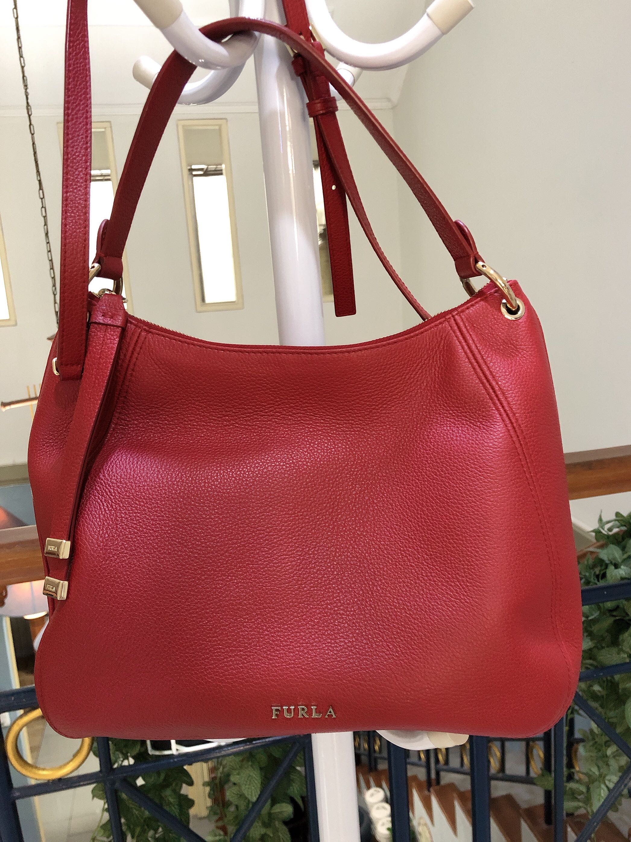 Furla sienna hobo bag Cabernet red Authentic Barang Mewah Tas