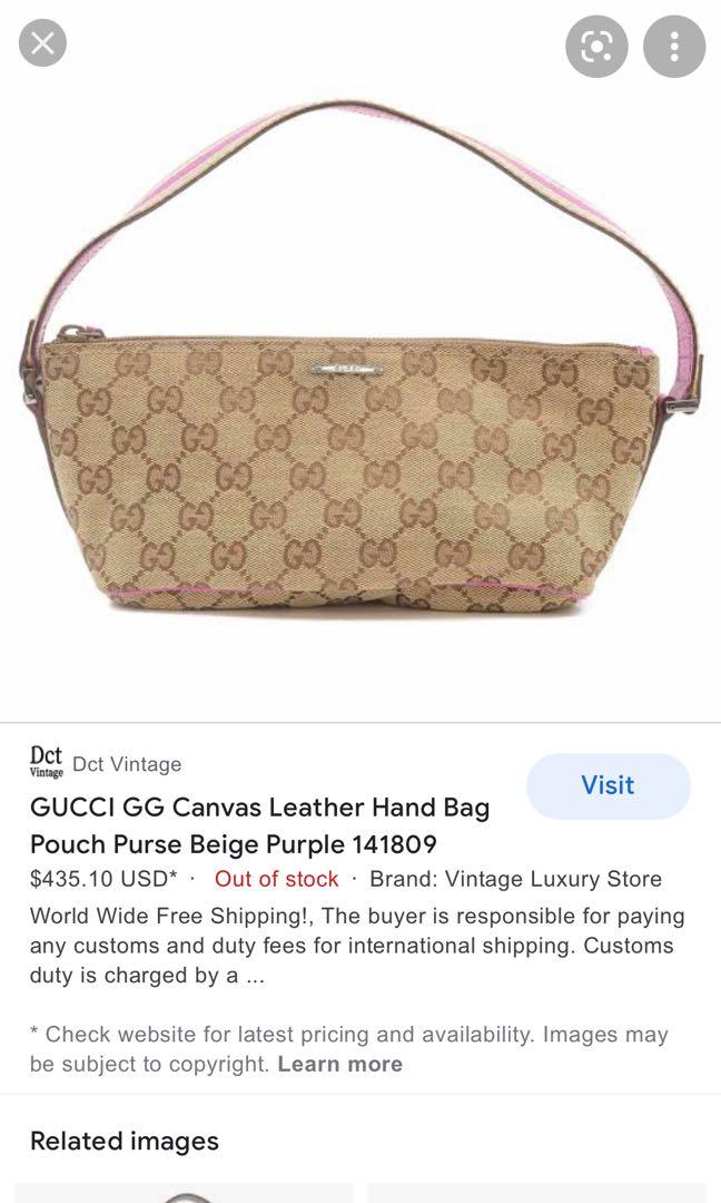 GUCCI GG Canvas Leather Boat Bag Hand Bag Black 141809