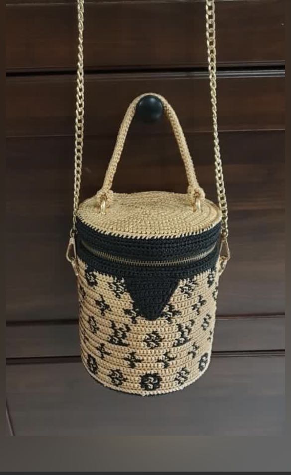 Handmade crochet bag LV design, Women's Fashion, Bags & Wallets